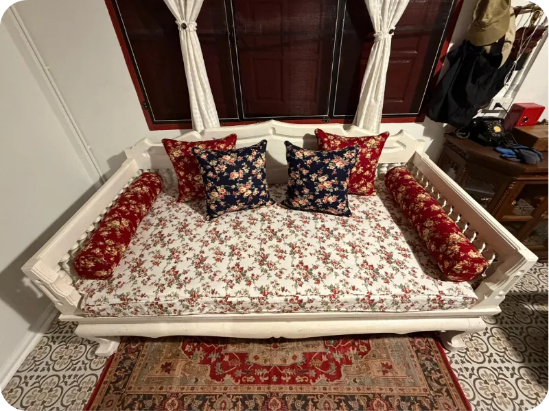 เบาะรองนั่งแหย่งช้าง ลายดอกสไตล์วินเทจ งานสั่งทำตรงไซส์