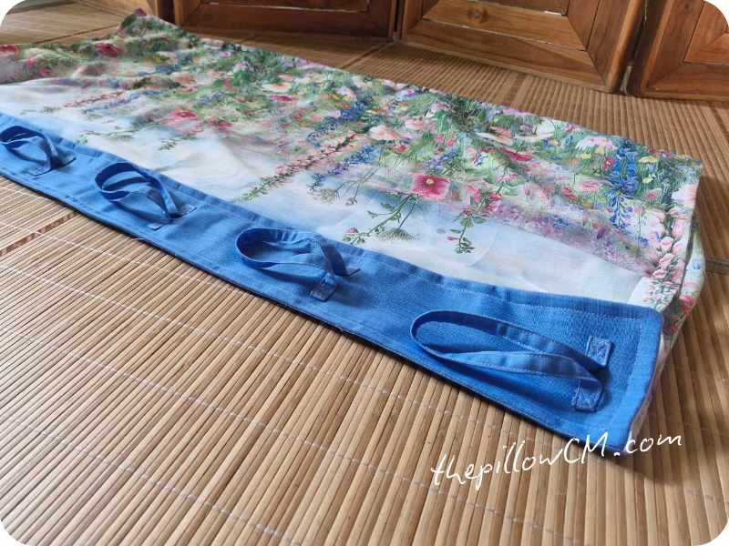 201026 headboard case 04 19 Headboard Cushion Cover เย็บจากผ้าของลูกค้า มีสายคล้องสำหรับราวแขวนผนัง